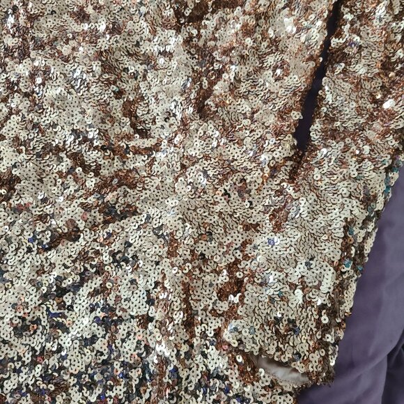 SEQUINS SZ 6 FRENCH CONNECTION ALEXIS SAMANTHA ROS GOLD SEQUIN PARTY DRESS XMAS - Picture 4 of 10